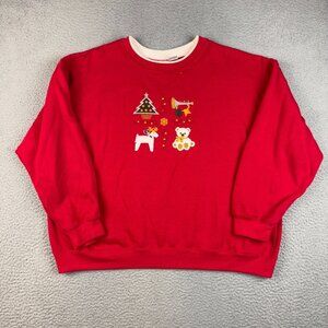 VTG Christmas Sweatshirt Extra Large Winter Embroidered Sweater 90s Grannycore